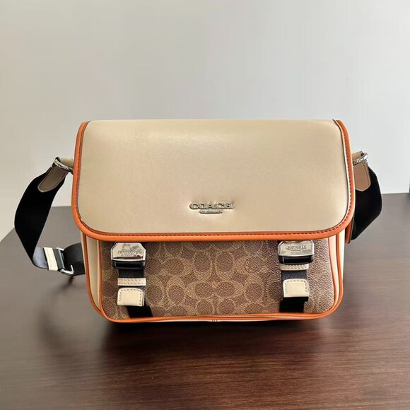 COACH Men's Monogram Racer Flap Messenger Bag, size 28 x 22.5 x 8 cm - Picture 1 of 9
